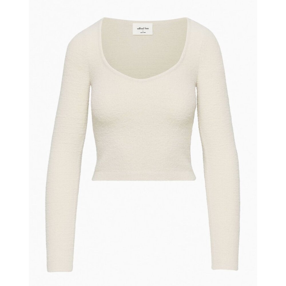 Aritzia Hush Knit Sweetheart sweater in silver birch (S) - Picture 2 of 5
